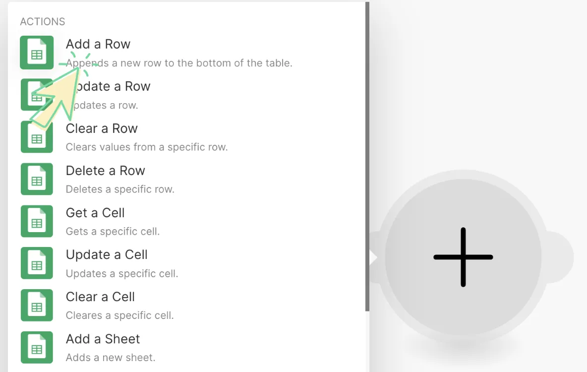 Add a Rowをクリック
