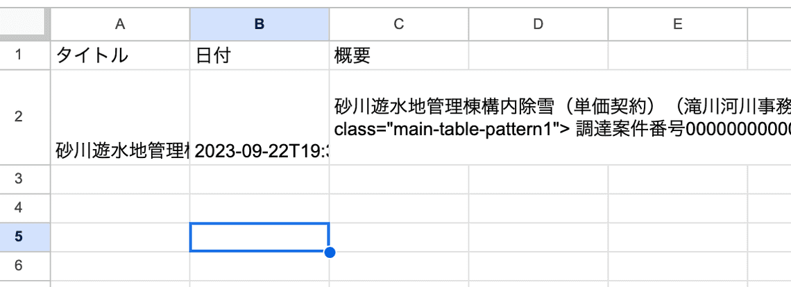 Google Spreadsheetを確認